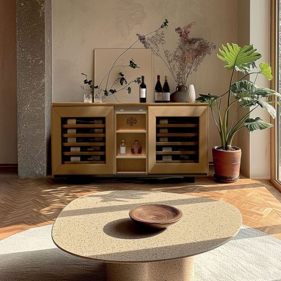 Meuble à vin enfilade, 2 températures, chêne clair - Harmonie