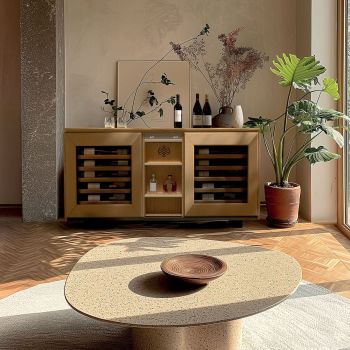 Meuble à vin enfilade, 2 températures, chêne clair - Harmonie