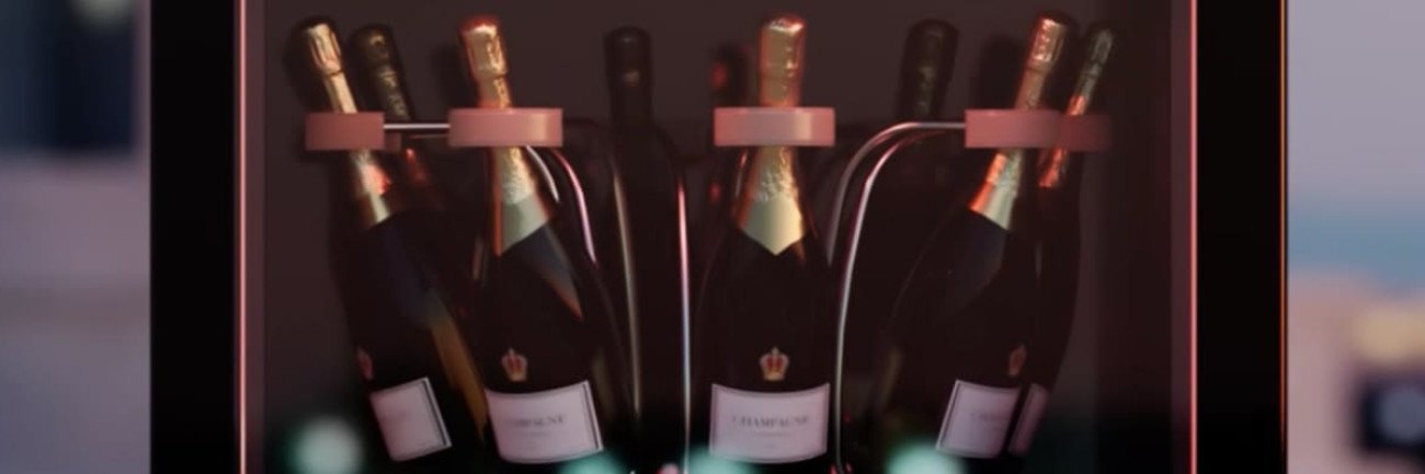 Clayette vasque EuroCave : un plateau tournant permet la mise en valeur et l'accès facile à vos bouteilles de chamapgne.