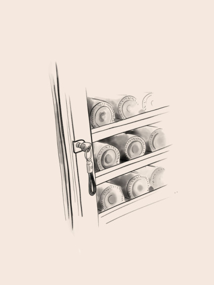 Illustration crayonnée d'une cave à vin électrique euro cave