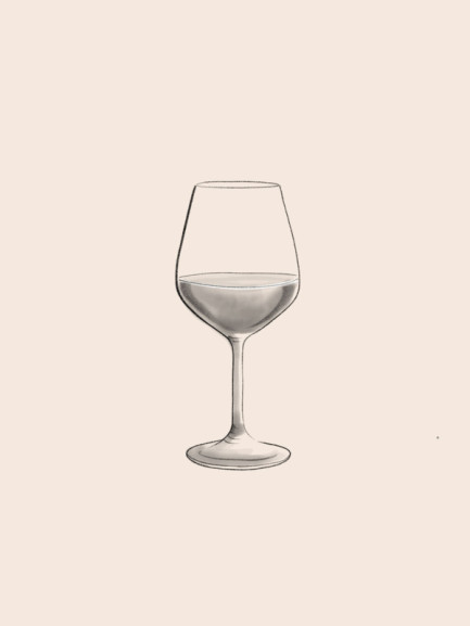 Illustration crayonnée d'un verre de vin