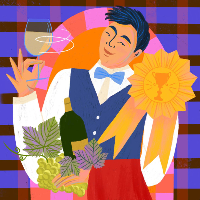 Illustration "5 premières fois" de Élodie Flavenot pour le magazine vin EuroCave