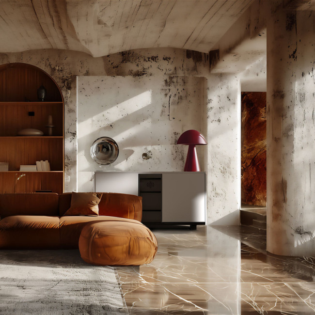 Buffet bas tendance architecture intérieure appartement ou maison de standing. Meuble vintage revisité au finitions soignées.