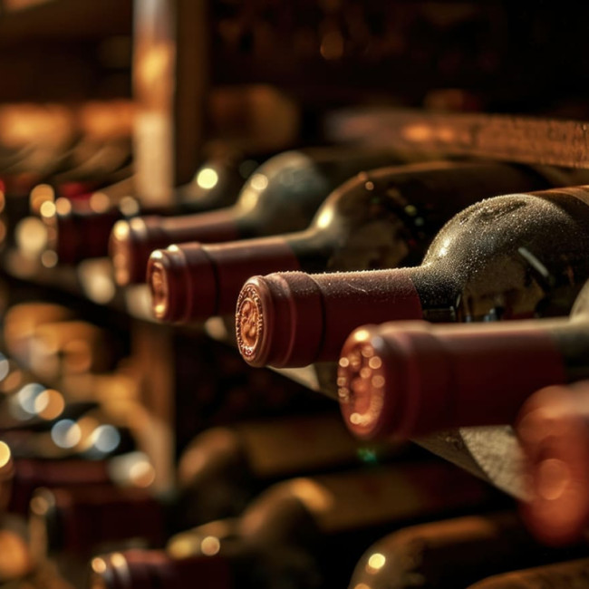 Photo de bouteilles qui vieillissent tranquillement dans une cave naturelle illustrant un article eurocave pour en savoir plus sur le vieillissement du vin.