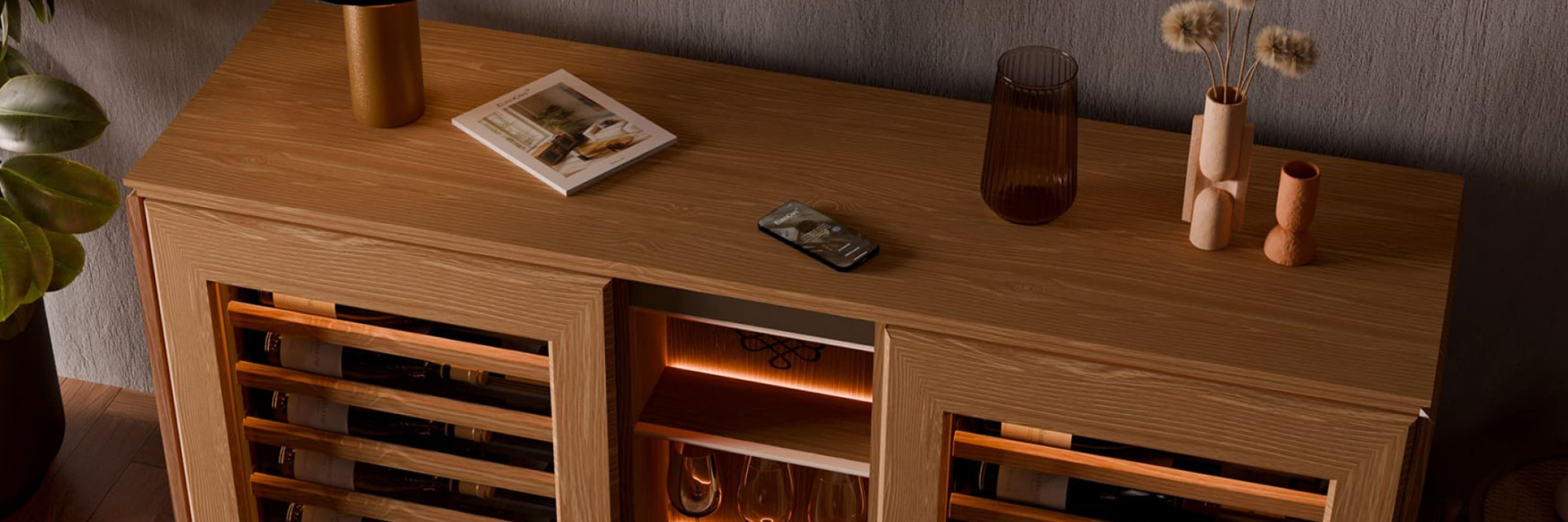 Application pour piloter à distance le meuble cave à vin connecté Harmonie