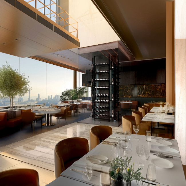 Vitrine à vin dans une salle de restaurant. Présentation professionnelle de l'offre vin. Susciter l'intérêt de vos clients et augmentez les ventes additionnelles.