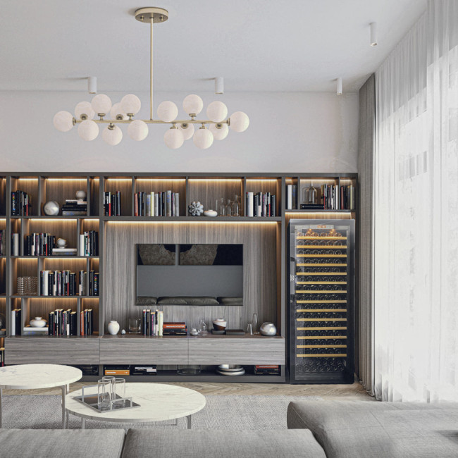 Grande cave 1 température porte vitrée et éclairage intégré pour la maturation des vins pendant plusieurs années. - Pure EuroCave